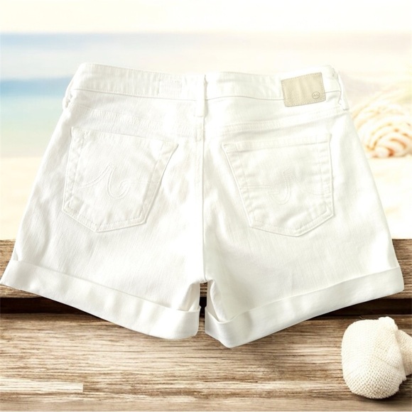 AG Adriano Goldschmied White The Hailey Ex-Boyfriend roll up Jean Shorts size 26 - Picture 2 of 13